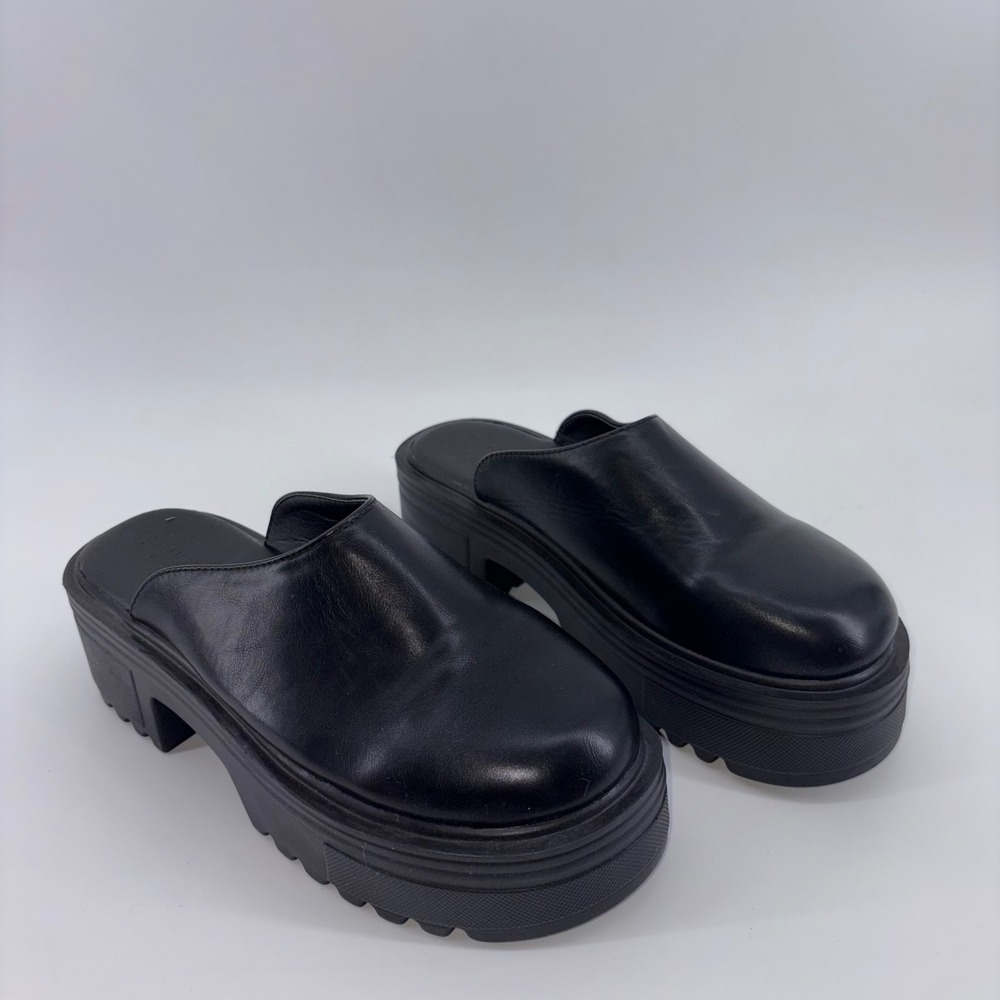 Black Platform Mules for Women